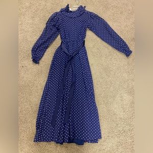 Montgomery Ward vintage women's dress navy blue white polka dot size 10